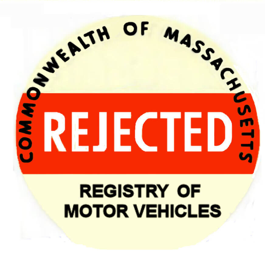 (image for) Massachusetts REJECTION STICKER 50s 60s